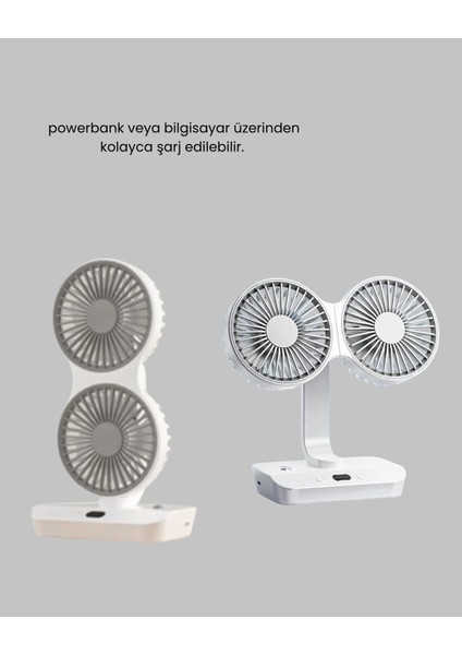 Kablosuz USB Şarjlı 720° Döner Masaüstü Fan – Çift Taraflı Serinlik ve Gec - CHT1222-1844 fırsatları