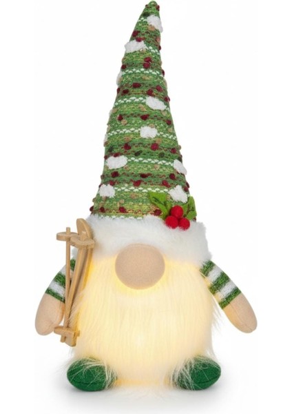 Yeşil Şapkalı Işıklı Mini Yılbaşı Cini