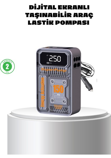 Taşınabilir Kablosuz Hava Pompası – 150 Psı Güçlü Basınç ve 6000MAH Şarjl - CHT3024-1737