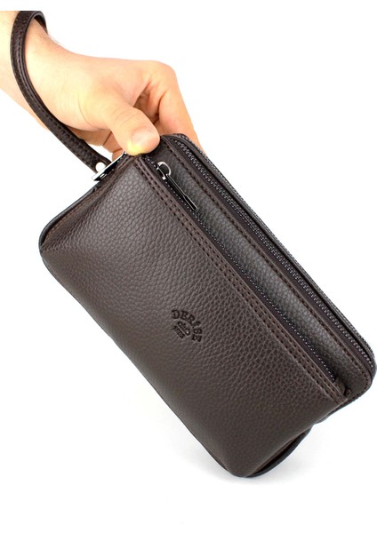 Erkek Kahverengi El Çantası Bileklik Kemerli Portföy Çanta El Çantası