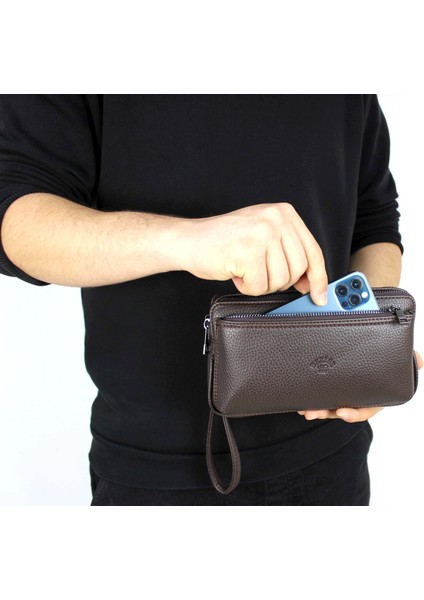 Erkek Kahverengi El Çantası Bileklik Kemerli Portföy Çanta El Çantası fiyatları