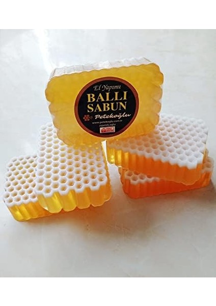 Petekoğlu (5 Adet) El Yapımı Sırlı Petek Formlu Gerçek Polenli Ballı Doğal Bitkisel Gliserinli Sabun