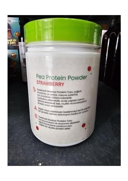Sweetwell Çilek Aromalı Vegan Bezelye Proteini Tozu 400 gr -%83 Protein Içerir Pae Protein Powder Strawberry modelleri