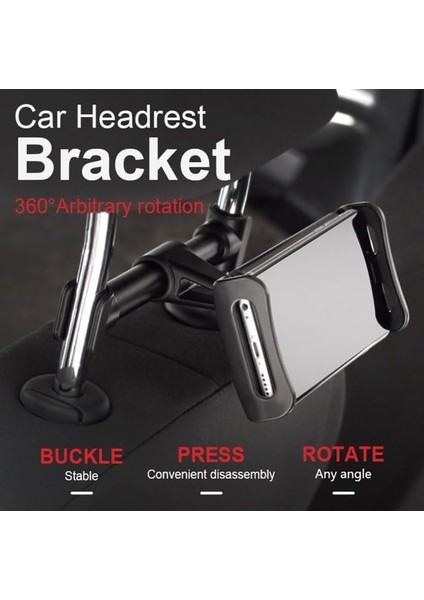 Araba Koltun Arkası Telefon ve Tablet Tutucu 360 Derece Dönebilen Dik ve Yatay Konumlandırılabilen 4 Inç ve 11 Inç Arası Cihazlar Için Uygun NRT-082 fiyatları