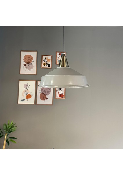 Carmelo Gri Renk Asaletli Tekli Avize Eskitme Huni Başlık Sarkıt Lamba Salon Aydınlatma