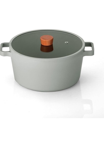 Fika Döküm Tencere Gri Cam Kapaklı 26 cm