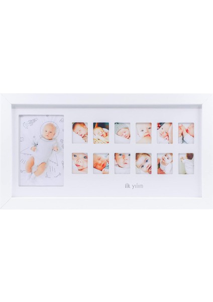 Ilk Yılım Fotoğraf Anı Çerçevesi - Dekoratif Bebek Odası 12 Aylık Resim Hatıra Çerçevesi