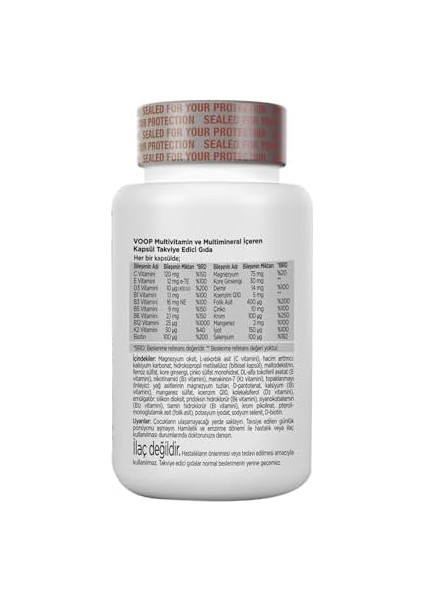 Voop Multivitamin & Mineral 30 Kapsül | 11 Vitamin, 9 Mineral