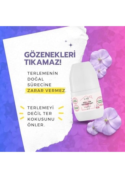 Doğal Alüminyumsuz Alkolsüz Parabensiz Vegan Çiçeksi Kokulu Roll-On Deodorant 1 Adet 50ML
