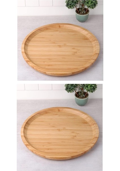 Adet 20 cm Bambu Ahşap Yuvarlak Pasta Kahvaltı Servis Sunum Tabağı