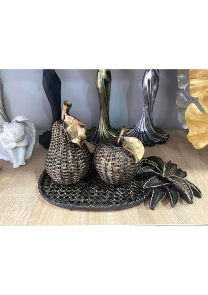 Dekoratif 3 Lü Biblo Elma Armut ve Tabak Polyester fiyatları