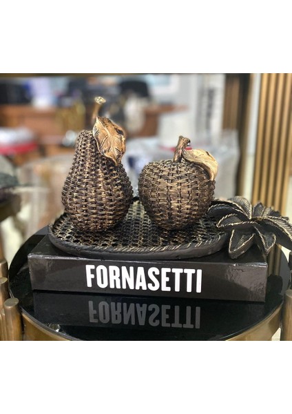 Dekoratif 3 Lü Biblo Elma Armut ve Tabak Polyester modelleri