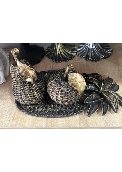 Dekoratif 3 Lü Biblo Elma Armut ve Tabak Polyester indirimleri