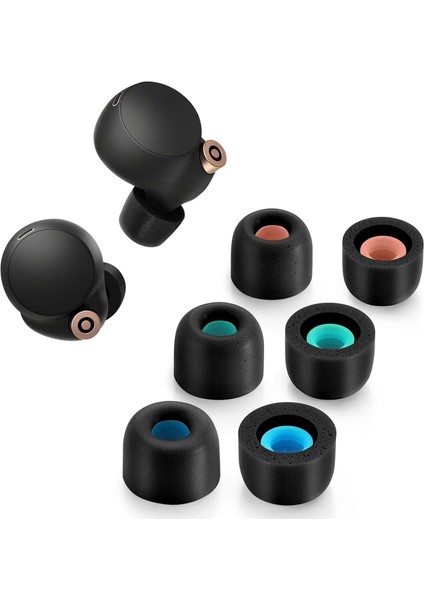 Bellek Köpüğü Kulak Ucu, 3 Çift Siyah, WF-1000XM4 ve WF-1000XM3 ile Uyumlu, Mükemmel Gürültü Önleme, Kablosuz Kulaklıklar Için Kaymayan Yedek Kulak Uçları, Şarj Kutusuna Uyumlu