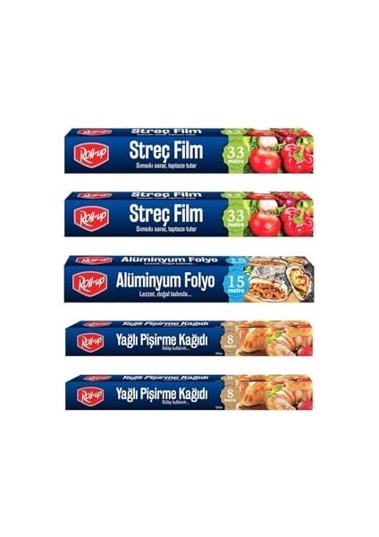 Roll-Up Streç Film - Alüminyum Folyo Pişirme Kağıdı 5 Parça Ekonomik Mutfak Seti 1