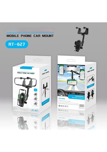 Profesyonel Araç Içi Telefon Tutucu Ergonomik Tasarım Rahat Kullanım Dikiz Aynasına Montaj 360 Derece Dönebilen Cep Telefonları Için Uygundur RT-627 (RT-627) modelleri