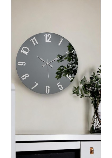 46 cm Gerçek Ayna Pleksi Rakam Dekoratif Duvar Saati