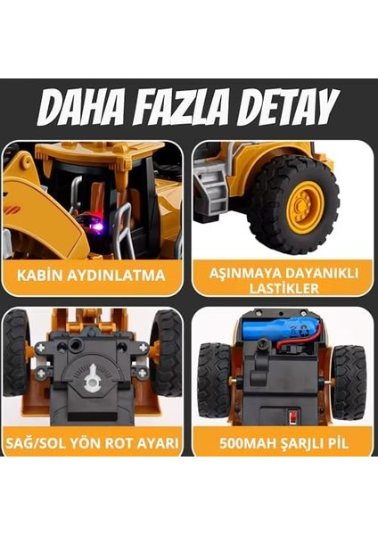 Buhar Atan Şarjlı Uzaktan Kumandalı Bulldozer ve Kepçe 7 Kanallı LED Işıklı Demo Modlu Rc Iş Makinesi (Kepçe) modelleri
