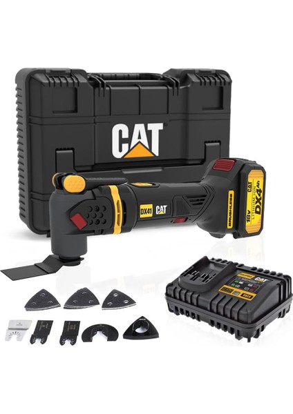 DX41 18VOLT/4.0AH Li-Ion Tek Akülü Kömürsüz Profesyonel Çok Amaçlı Devir Ayarlı Raspalama+14 Adet Aksesuar