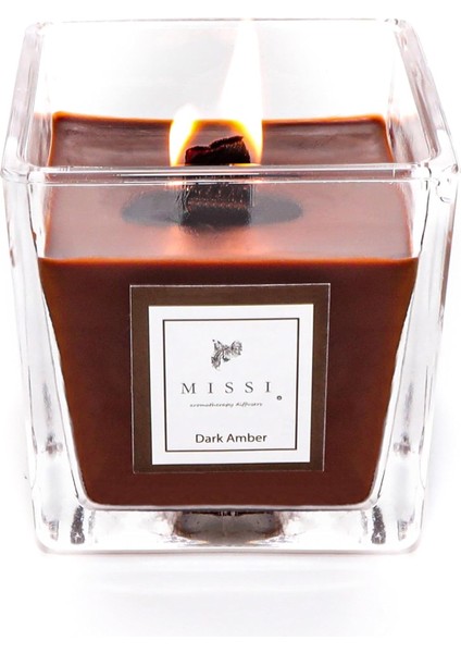 Kare Cam Ahşap Fitilli Kokulu Vegan Mum (8x8 Cm)