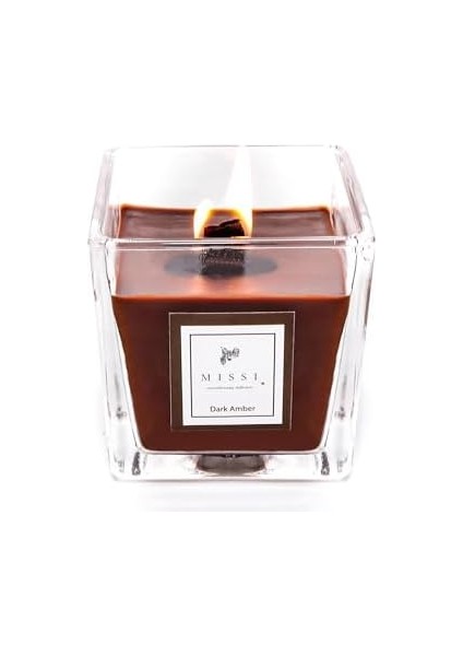 Kare Cam Ahşap Fitilli Kokulu Vegan Mum (8x8 Cm) fiyatları