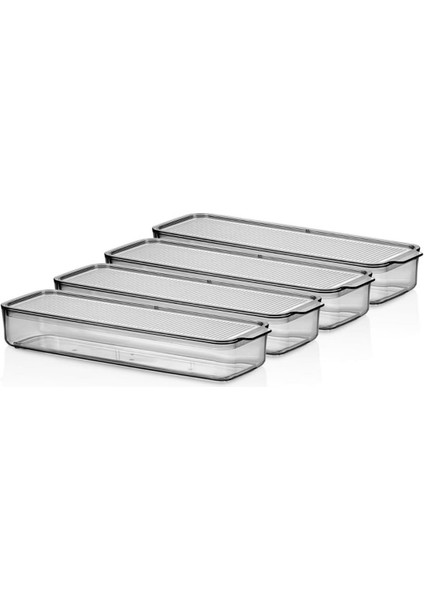 Ahmet Mina Organizer Plastik Raf, Şeffaf Füme Kapaklı 4 x 750 Ml, Füme