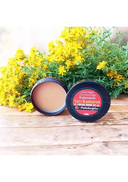 Petekoğlu (50ML) Elyapımı Sarı Kantaron Yağı Kremi Balmumu Zeytinyağı Kremi Merhemi Onarıcı Nemlendirici Krem