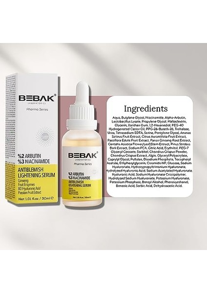 Bebak Pharma Serisi Yüzde Iki Arbutin Serum 30 ml fiyatları