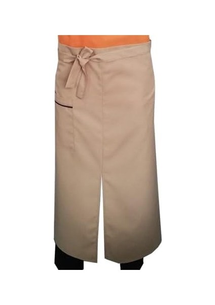 Önlük Biyeli Uzun Belden Bej