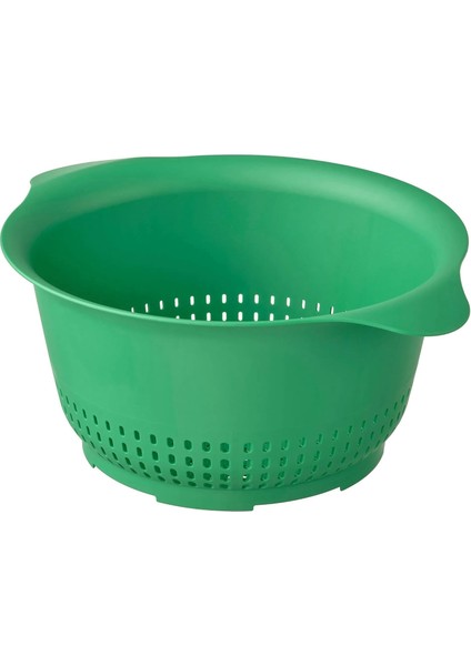 Yeşil Mutfak Süzgeci, 24 cm Çap, 30 cm Genişlik, Çift Kulplu, Bulaşık Makinesinde Yıkanabilir
