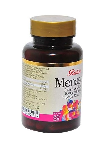 Balen Menason Bitki Ekstratları Karışımı Kapsül 620MG* 60 1 Paket(1 x 1000 G) fiyatları
