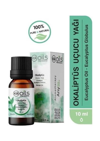 Kaoils Okaliptüs Uçucu Yağı 10 ml | Eucalyptus Globulus Essential Oil | Ferahlatıcı ve Arındırıcı | Solunum Desteği ve Zindelik Için Aromaterapi Yağı