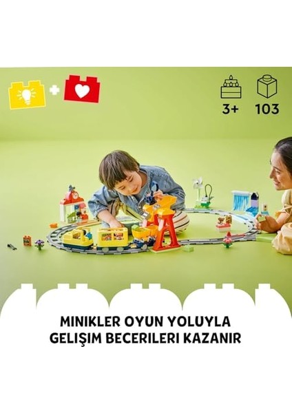 Town Büyük Interaktif Mahalle Treni 10428 – 3 Yaş ve Üzeri Çocuklara Özel Işıklı, Sesli ve Raylı Yaratıcı ve Eğitici Oyuncak Yapım Seti (103 Parça) modelleri