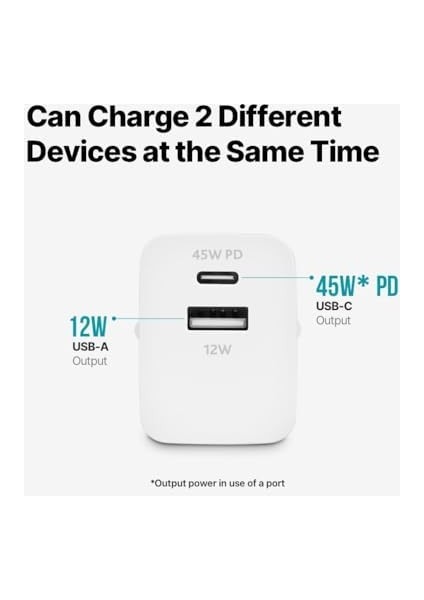 Smartcharger Duo Pd 45W Seyahat Hızlı Şarj Aleti Usb-C+Usb-A 2SCP02B fiyatları