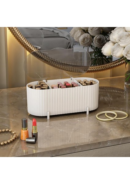 Kozmetik Pamuk Mutfak Masa Düzenleyici Makyaj Organizeri (Beyaz)
