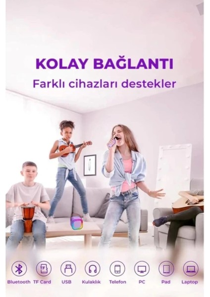K12 Kablosuz Bluetooth Hoparlör Karaoke Mikrofon 5 Ses Efektli Rgb Hd Stereo ?es Usb/sd/fm fırsatları