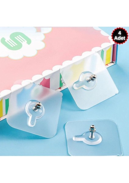 Kapı Arkası Askısı Kendinden Yapışkanlı Şeffaf Vidalı Havlu Askısı 4 Adet