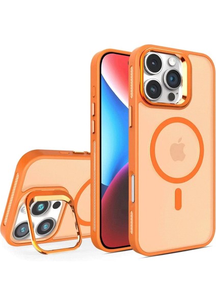 iPhone 16 Pro Flet Lens Magsafe Kapak - Turuncu