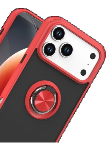 Apple iPhone 17 Pro Max Montreal Yüzüklü Silikon Kapak - Kırmızı fiyatları