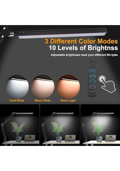 Dekoratif LED Masa Lambası SY040 USB Kablolu Kademeli 3 Eklemli LED Masa Lambası, Kıskaçlı Model Çalışma Masası Lambası Kitap Okuma Için Işık (SY040 - Siyah) fırsatları