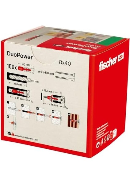 Duopower 8 x 40, Evrensel Dübel, Güçlü 2 Bileşenli Dübel,, Tuğla, Taş, Alçı Yapı Plakaları Vb. Sabitlemek Için Plastik Dübel, Vidasız, 100 Adet fiyatları