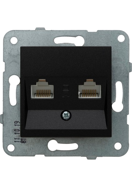 Novella/ Siyah +Nüm Cat6+Cat3 Mekanizma+Düğme Kapak