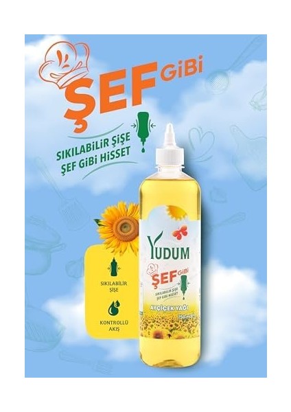 Yudum Şef Gibi Ayçiçek Yağı 750 ml Sıkılabilir Pet Sişe modelleri