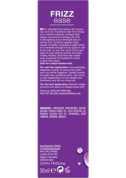 John Frieda Frizz Ease Kalın ve Inatçı Saçlar Için Ekstra Güç Serum 50 ml fiyatları