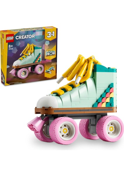 Creator Retro Paten 31148-8 Yaş ve Üzeri Çocuklar Için Mini Kaykay ve Kasetçalar Model Seçenekleri Içeren 3’ü 1 Arada Yaratıcı Oyuncak Yapım Seti, Doğum Günü Hediyesi Fikri (342 Parça)