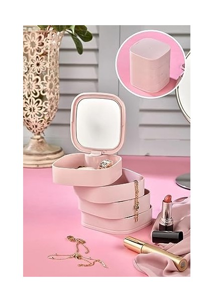 Deconox Aynalı 4 Katlı Kare Takı ve Makyaj Organizeri modelleri