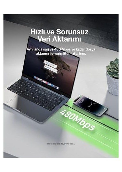 2'li Örgülü Usb-C - Kablo, 1,5 M, 14 ve Önceki Modeller, 9. Nesil iPad ve Için Hızlı Şarj Kablosu, Siyah fiyatları