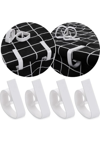 Yaysız Masa Örtüsü Tutacağı Mandal Kayma Önleyici Tutucu Sabitleyici Kıskaç Klips Aparat (8, Beyaz)