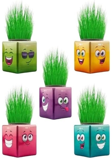 3 Adet Karışık 3 Tarafı Emojili Küp Çim Okul ve Okul Öncesi Hediyelik Çim Adam BAMBMNM418