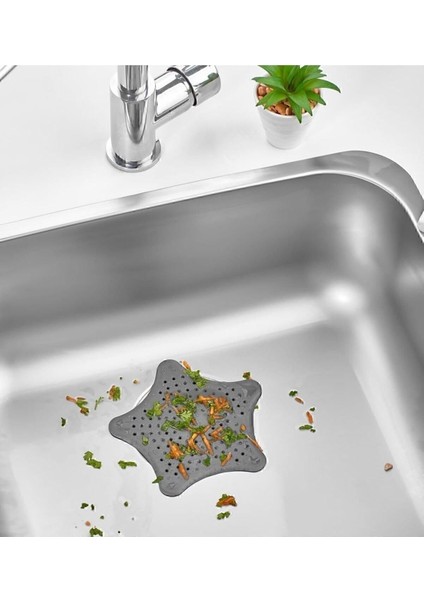Silikon Kaymaz Yıldız Lavabo ve Küvet Süzgeci Yıldız Süzgeç SEA114KRŞK